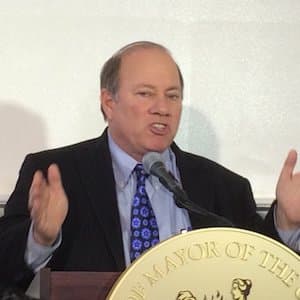 Mayor Mike Duggan at a podium