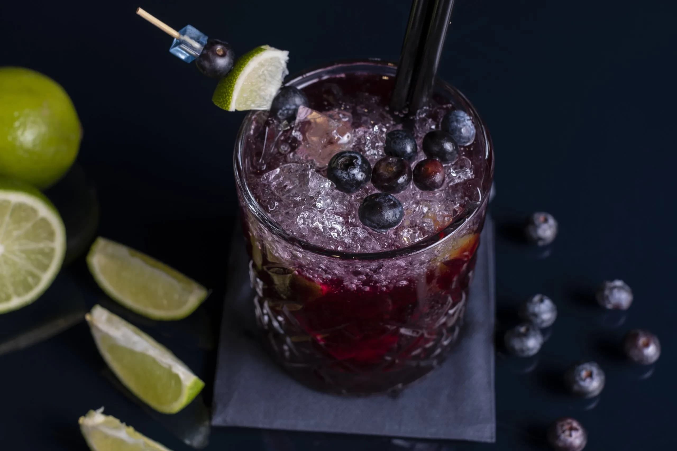 Cocktail with Blueberry and Lime