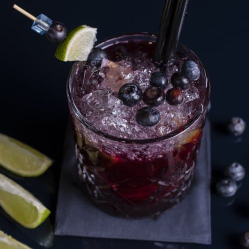 Cocktail with Blueberry and Lime